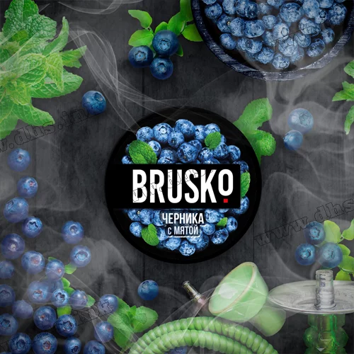 Чайна суміш для кальяну Brusko (Бруско) - Blueberry mint (Чорниця з м'ятою) Medium 50г