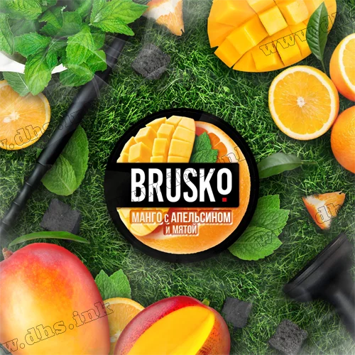 Бестабачная смесь Brusko (Бруско) - Mango Orange Mint (Манго Апельсин Мята) Medium 50г