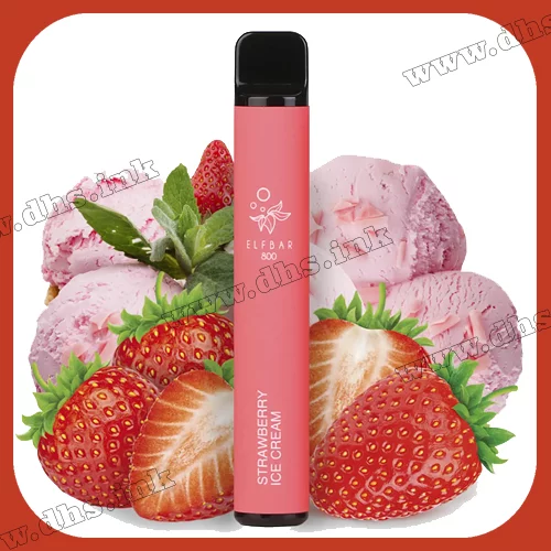 Одноразова електронна сигарета Elf Bar (Эльф Бар) 800 - Strawberry Ice Сream (Полуничне морозиво)