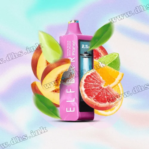 Одноразовая электронная сигарета Elf Bar (Эльф Бар) Planet 25000 - White Peach Baja Splash (Белый Персик, Тропики, Цитрусы)