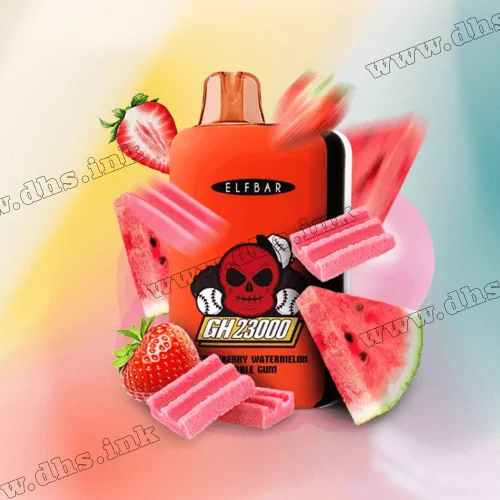 Одноразова електронна сигарета Elf Bar (Ельф Бар) GH 23000 - Strawberry Watermelon Bubble Gum (Полуниця, Кавун, Жувальна гумка)