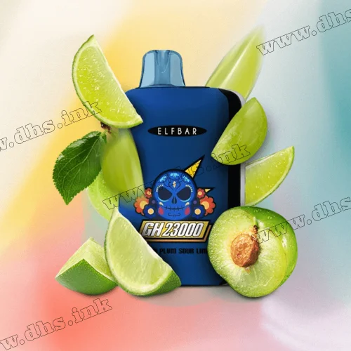 Одноразова електронна сигарета Elf Bar (Ельф Бар) GH 23000 - Green Plum Sour Lime (Зелена Слива, Кислий Лайм)