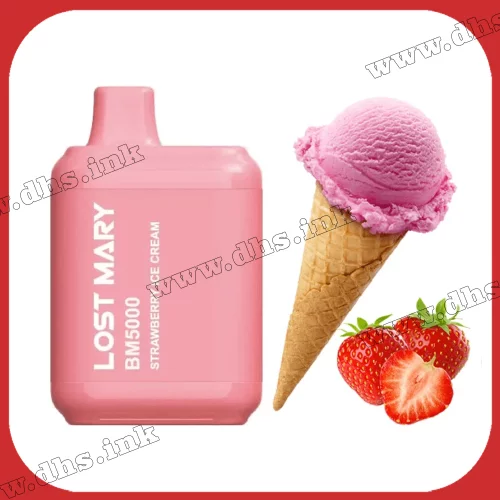 Одноразова електронна сигарета Lost Mary BM 5000 - Strawberry Ice Cream (Полуничне Морозиво)