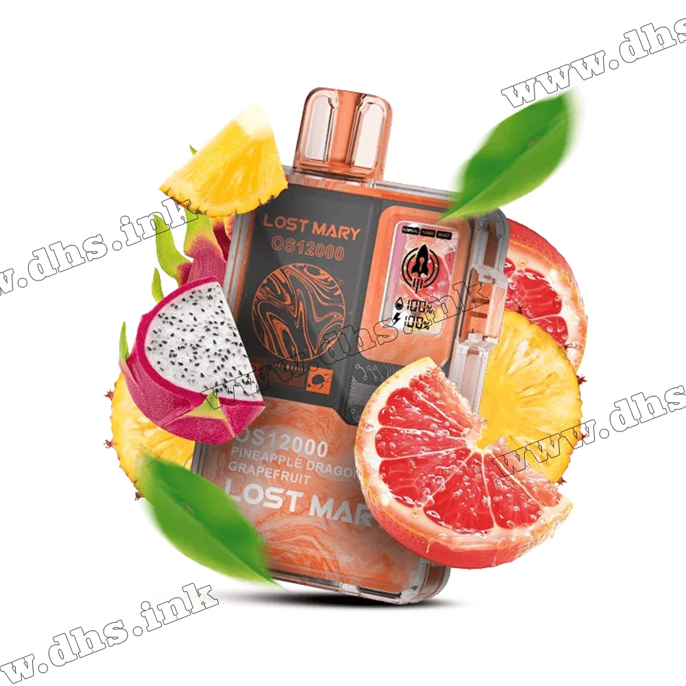 Одноразова електронна сигарета Lost Mary (Лост Мері) OS 12000 - Pineapple Dragonfruit Grapefruit (Ананас, Пітахая, Грейпфрут)