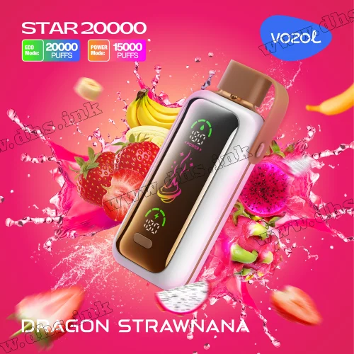 Одноразова електронна сигарета Vozol (Возол) Star 20000 - Dragon Strawnana (Полуниця, Банан, Пітахая)