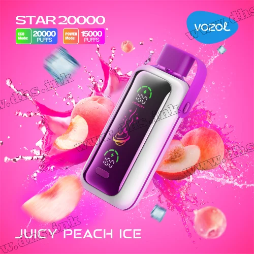 Одноразова електронна сигарета Vozol (Возол) Star 20000 - Juice Peach Ice (Персиковий Сік, Лід)