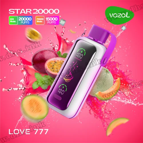 Одноразова електронна сигарета Vozol (Возол) Star 20000 - Love 777 (Диня, Маракуя, М'ята)