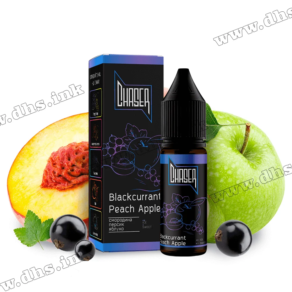 Сольова рідина Chaser Black 15 мл (30 мг) - Blackcurrant Peach Apple (Смородина, Персик, Яблуко)