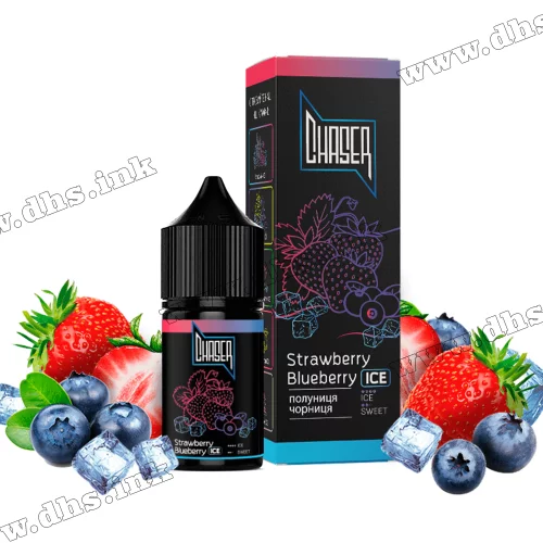 Сольова рідина Chaser Black Ice 30 мл (50 мг) - Strawberry Blueberry Ice (Полуниця, Чорниця, Лід)