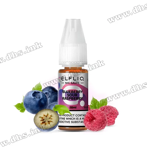 Солевая жидкость ElfLiq Salt 10 мл (50 мг) - Blueberry Sour Raspberry (Черника, Кислая Малина)