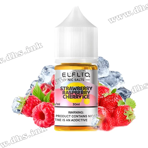Сольова рідина ElfLiq Salt 30 мл (50 мг) - Strawberry Raspberry Cherry Ice (Полуниця, Малина, Вишня, Лід)