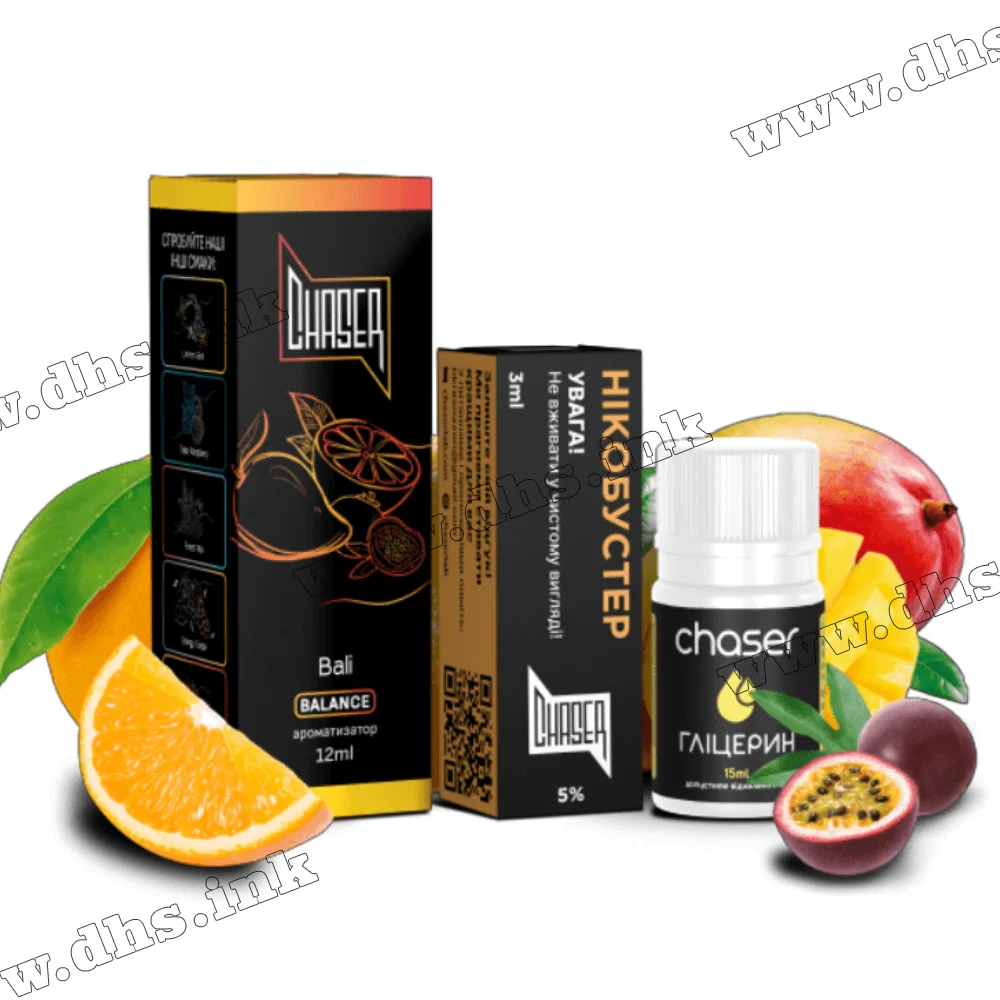 Набір для самозамісу Chaser Black Salt 30 мл (50 мг) - Bali (Маракуя, Апельсин, Манго)