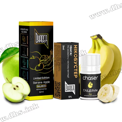 Набір для самозамісу Chaser Black Salt 30 мл (50 мг) - Banana Apple (Банан, Яблуко)