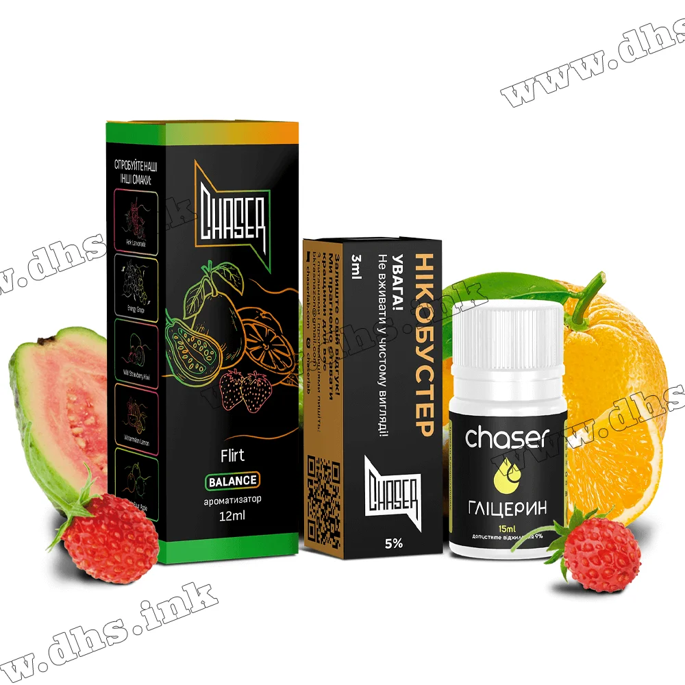 Набір для самозамісу Chaser Black Salt 30 мл (50 мг) - Flirt (Апельсин, Гуава, Суниця)