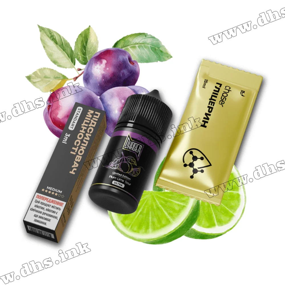 Набір для самозамісу Chaser Black Salt 30 мл (50 мг) - Plum Lime Sour (Слива, Лайм)