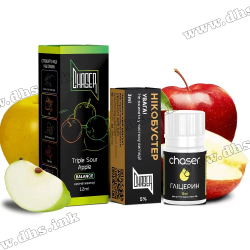 Набір для самозамісу Chaser Black Salt 30 мл (50 мг) - Triple Sour Apple (Кисле Тріо)