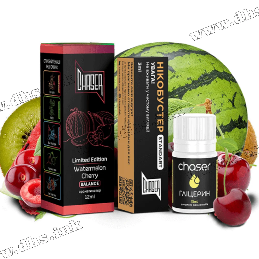 Набір для самозамісу Chaser Black Salt 30 мл (50 мг) - Watermelon Cherry (Кавун, Вишня)