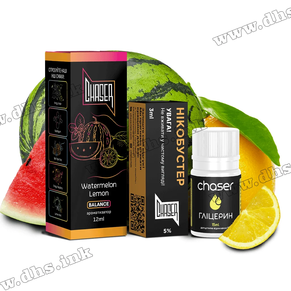 Набір для самозамісу Chaser Black Salt 30 мл (50 мг) - Watermelon Lemon (Кавун, Лимон)