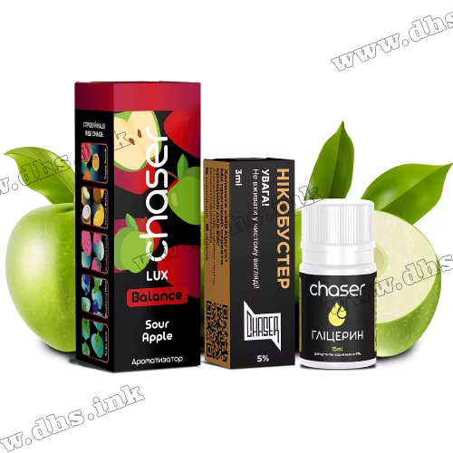Набір для самозамісу Chaser Lux Salt 30 мл (50 мг) - Sour Apple (Кисле Яблуко)