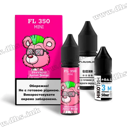 Набір для самозамісу Flavorlab FL 350 Mini Salt 15 мл (50 мг) - Strawberry Apricot Mango (Полуниця, Абрикос, Манго) Набір для самозамісу Flavorlab FL 350 Mini Salt 15 мл (50 мг) - Strawberry Apricot Mango (Полуниця, Абрикос, Манго)