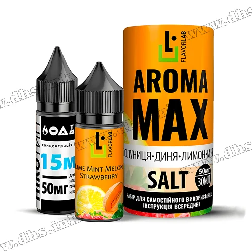 Набір для самозамісу Flavorlab Aroma Max Salt 30 мл (50 мг) - Strawberry Melon Lemon Mint (Полуниця, Диня, Лимон, М'ята)