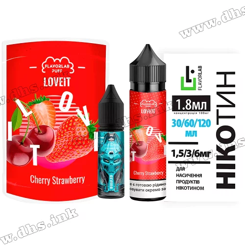 Набір для самозамісу Flavorlab Love IT Organic 60 мл (3 мг) - Cherry Strawberry (Вишня, Полуниця)