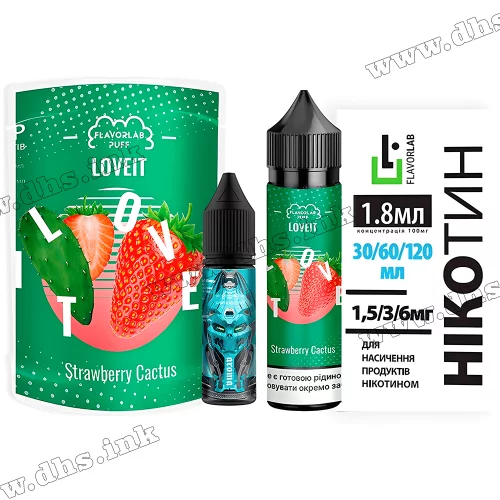 Набір для самозамісу Flavorlab Love IT Organic 60 мл (6 мг) - Strawberry Cactus (Полуниця, Кактус)