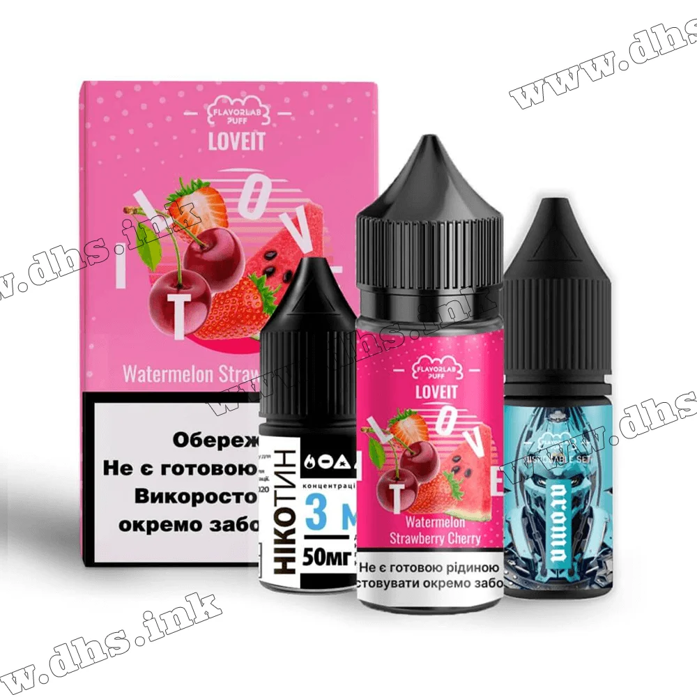 Набір для самозамісу Flavorlab Love IT Salt 30 мл (25 мг) - Watermelon Strawberry Cherry (Кавун, Полуниця, Вишня)
