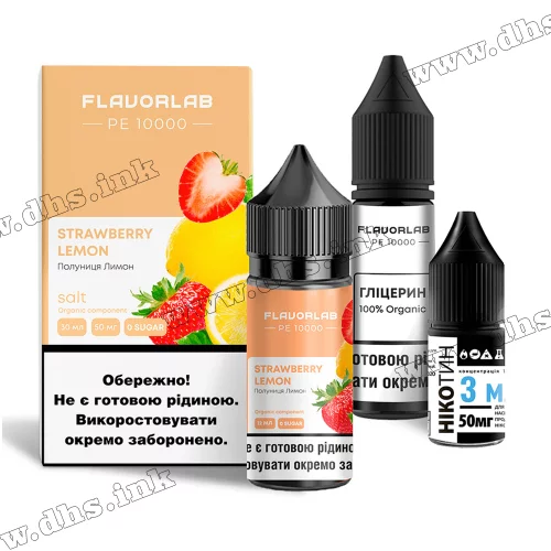 Набір для самозамісу Flavorlab PE 10000 Salt 30 мл (50 мг) - Strawberry Lemon (Полуниця, Лимон)