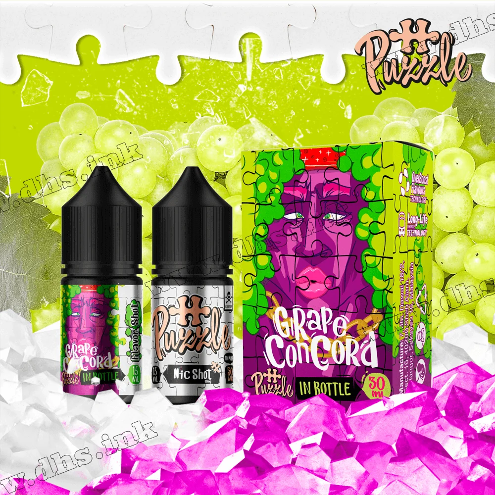 Набір для самозамісу In Bottle Puzzle Salt 30 мл (50 мг) - Grape Concord (Виноград)