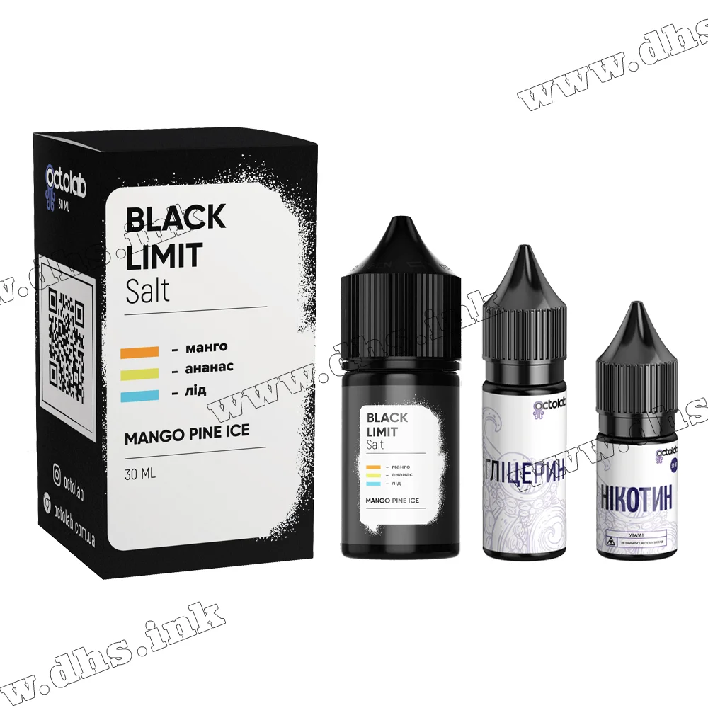 Набір для самозамісу Octobar Black Limit Salt 30 мл (50 мг) - Mango Pine Ice (Манго, Ананас, Лід)