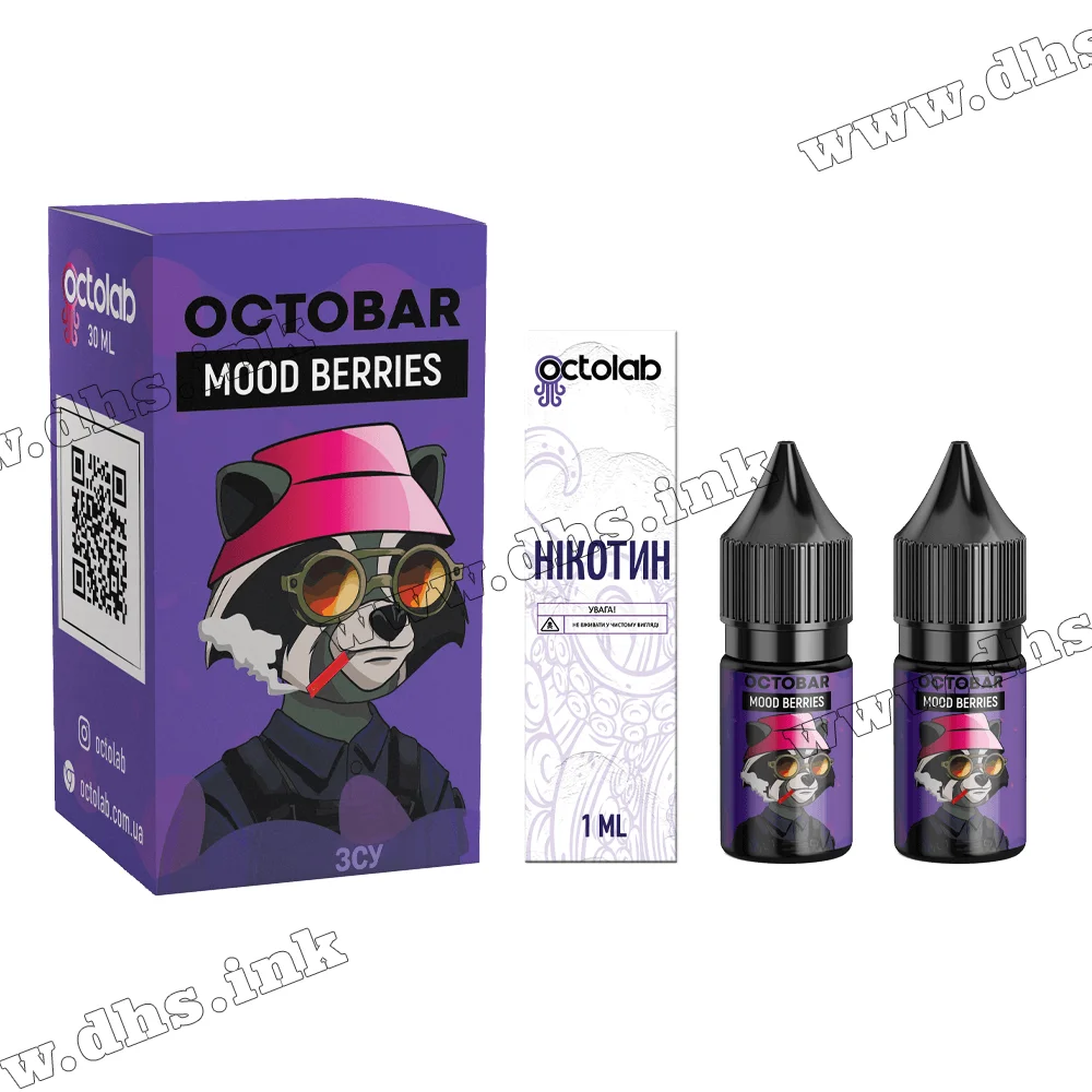 Набір для самозамісу Octobar NFT Salt 10 мл (50 мг) - Mood Berries (Малина, Полуниця, Чорниця)