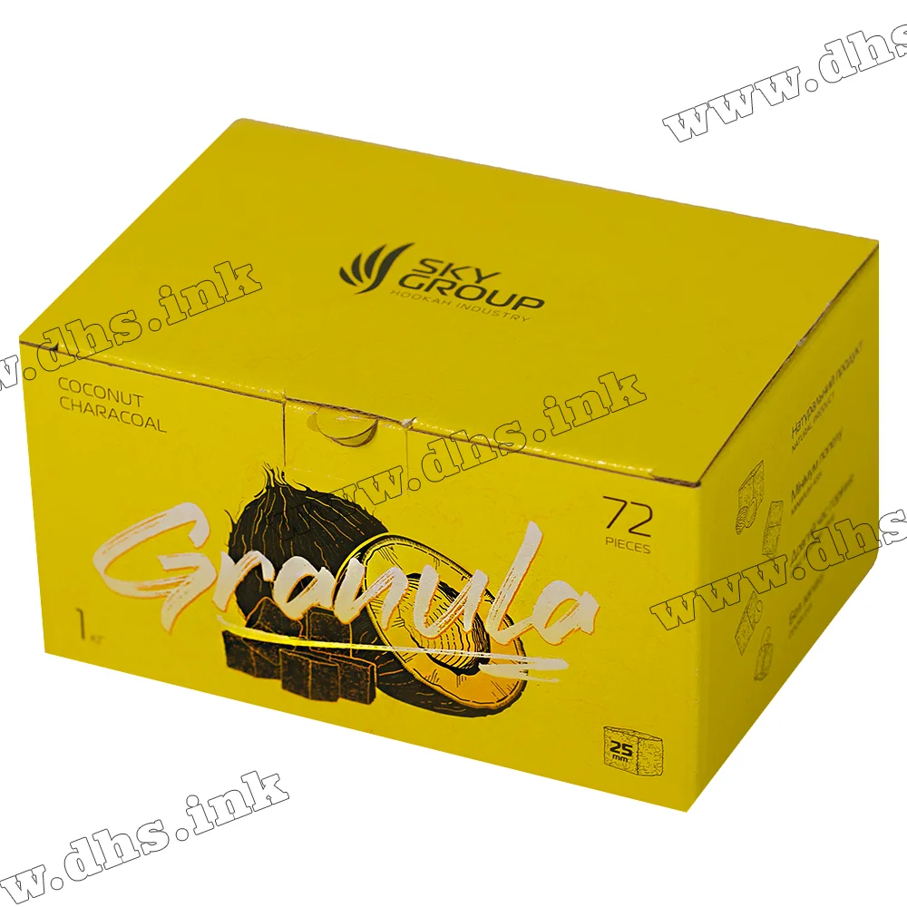 Вугілля для кальяну Granula (Гранула) 25 мм, 1 кг (72шт)