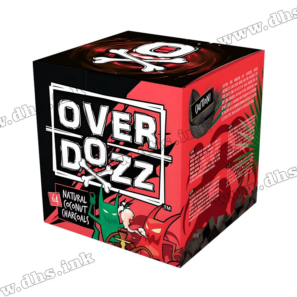 Вугілля для кальяну Overdozz (Овердоз) 26 мм 1 кг (64шт)