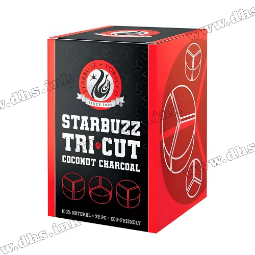 Уголь для кальяна Starbuzz (Старбаз) Tri-Cut 1 кг (72шт)