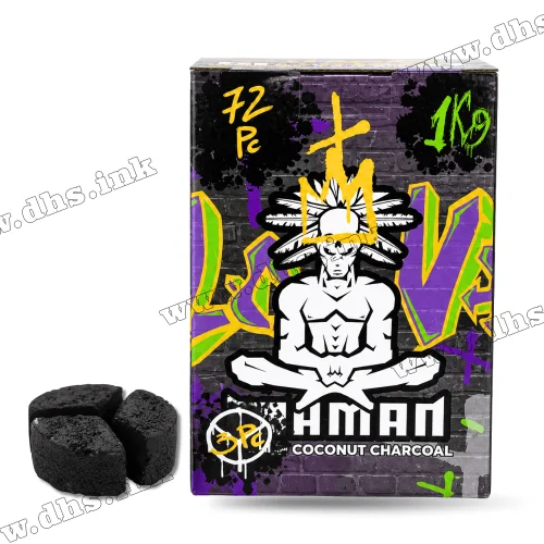 Уголь для кальяна Shaman (Шаман) под калауд, 1 кг (72шт)