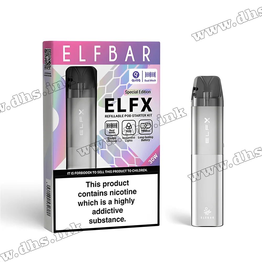 Багаторазова електронна сигарета - Elf Bar ELFX Pod Kit 1000 мАг (Silver)