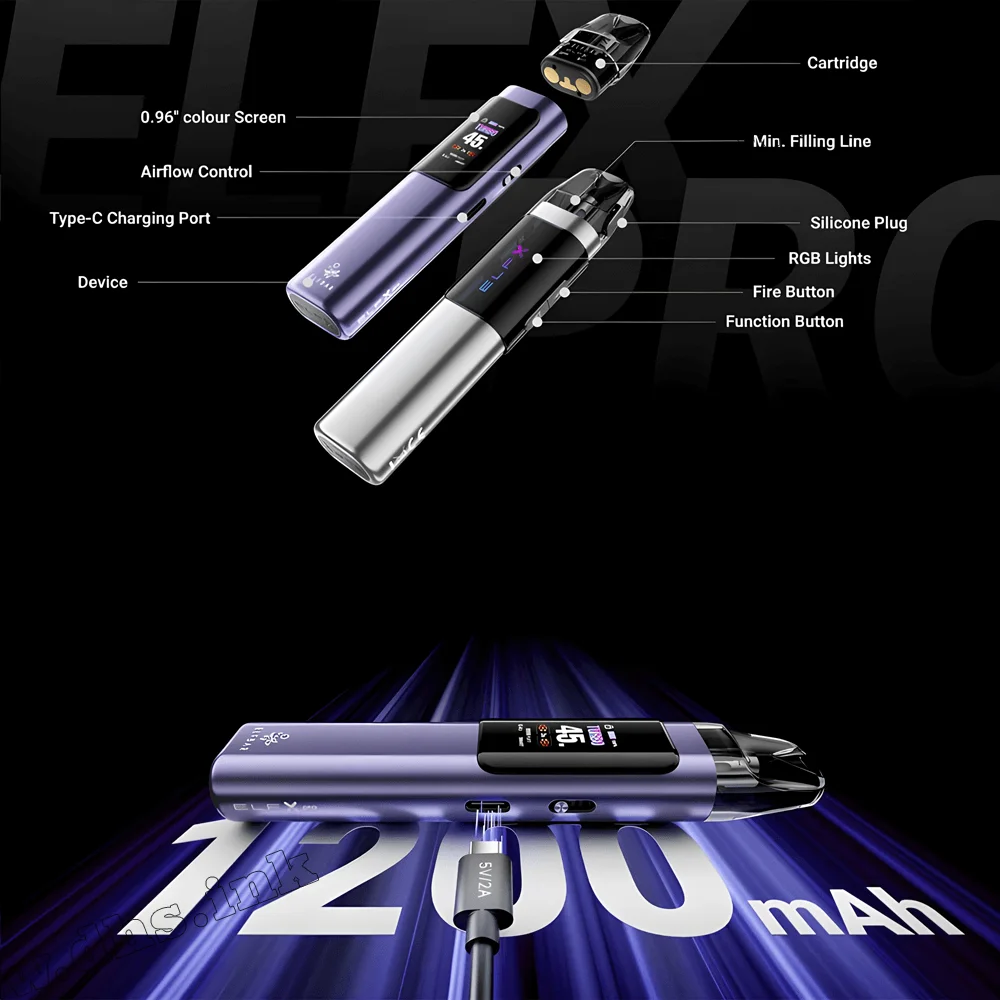 Багаторазова електронна сигарета - Elf Bar ELFX Pro Pod Kit 1200 мАг (Grey)