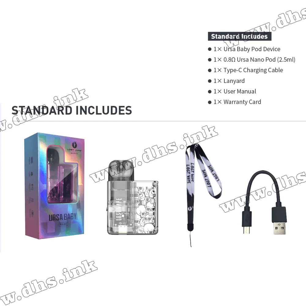 Багаторазова електронна сигарета - Lost Vape Ursa Baby Pod Kit 800 мАг (Purple Clear)