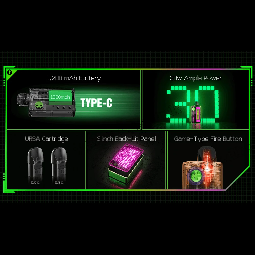 Багаторазова електронна сигарета - Lost Vape Ursa Pocket Pod Kit 1200 мАг (Ice Blade)