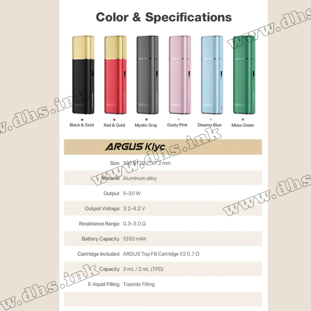 Многоразовая электронная сигарета - Voopoo Argus Klyc Pod Kit 1350 мАч (Mystic Gray)