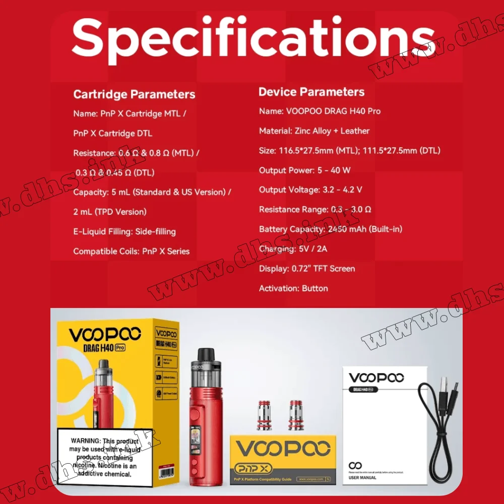 Многоразовая электронная сигарета - Voopoo Drag H40 Pro Pod Kit 2450 мАч (Lake Blue)