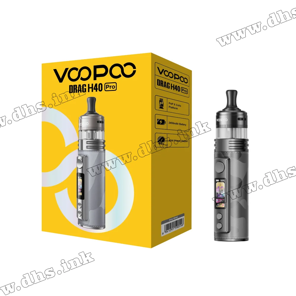 Многоразовая электронная сигарета - Voopoo Drag H40 Pro Pod Kit 2450 мАч (Gray Metal)