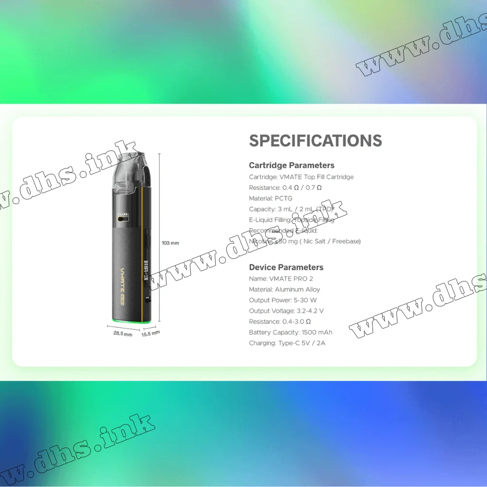 Багаторазова електронна сигарета - Voopoo VMATE Pro 2 Pod Kit 1500 мАг (Glacier Silver)